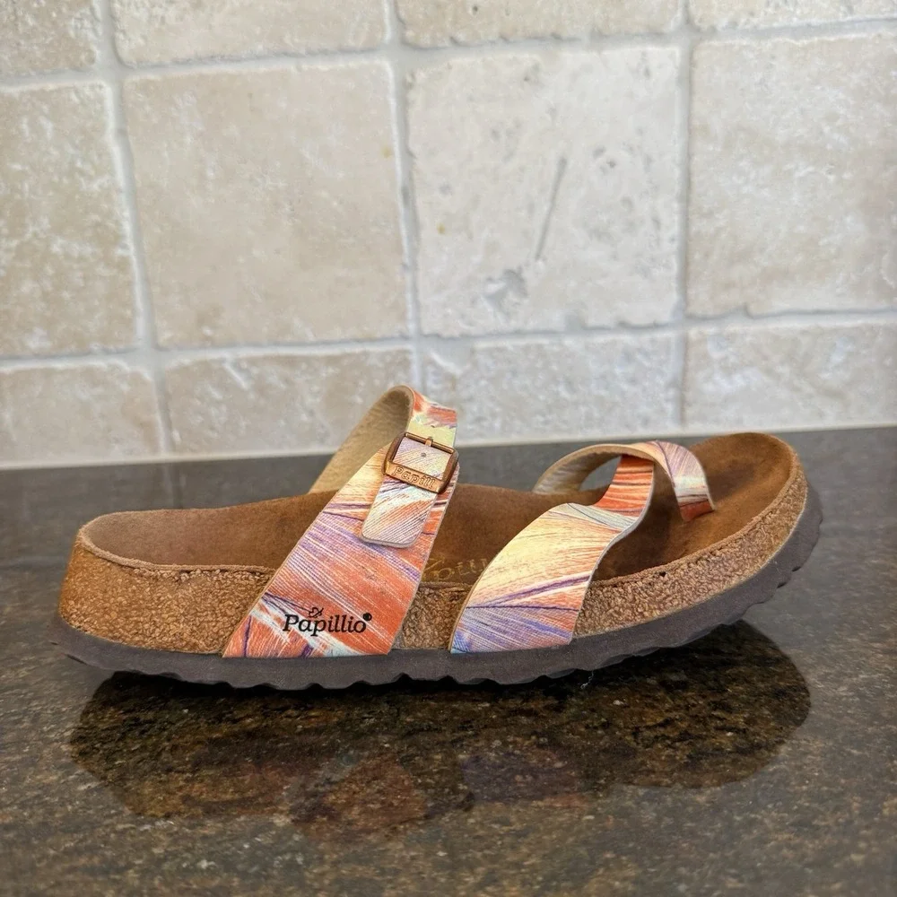 Papillio Birkenstock Tabora Multicolor Leather Sandals Women's 37 US 6